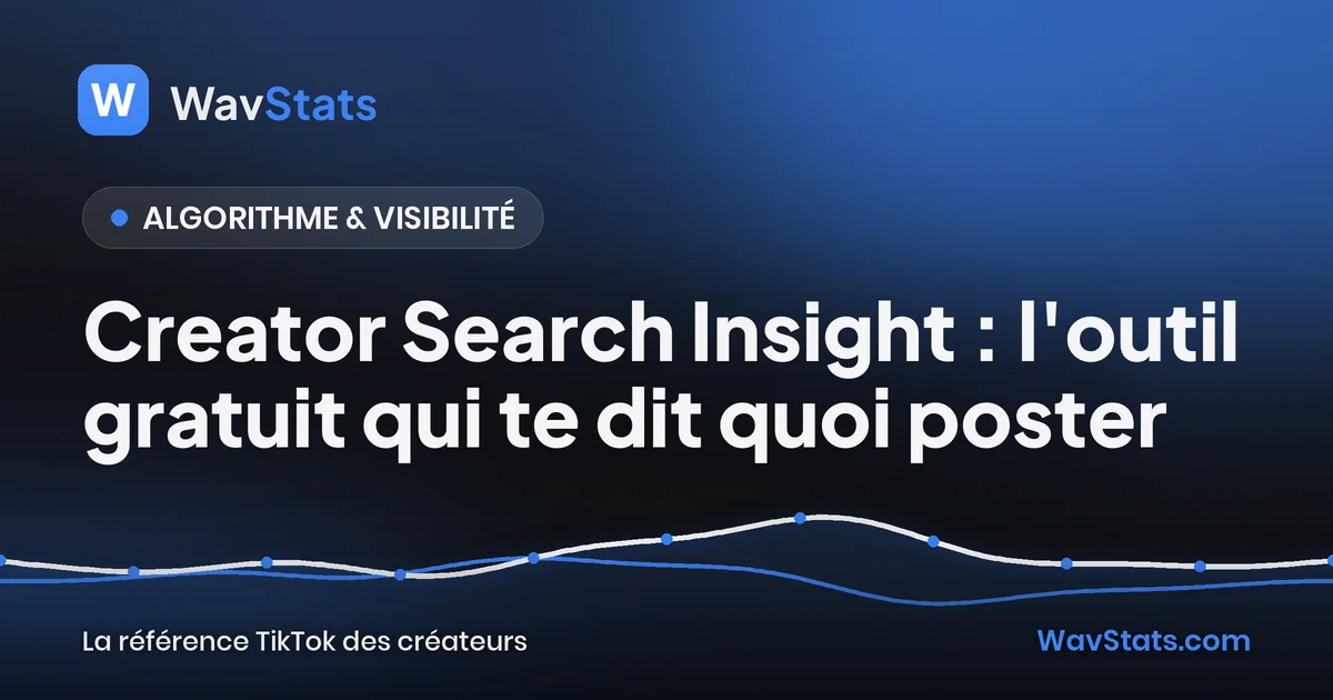Couverture de l'article « Creator Search Insight : l'outil gratuit qui te dit quoi poster » : Algorithme & visibilité, blog TikTok WavStats