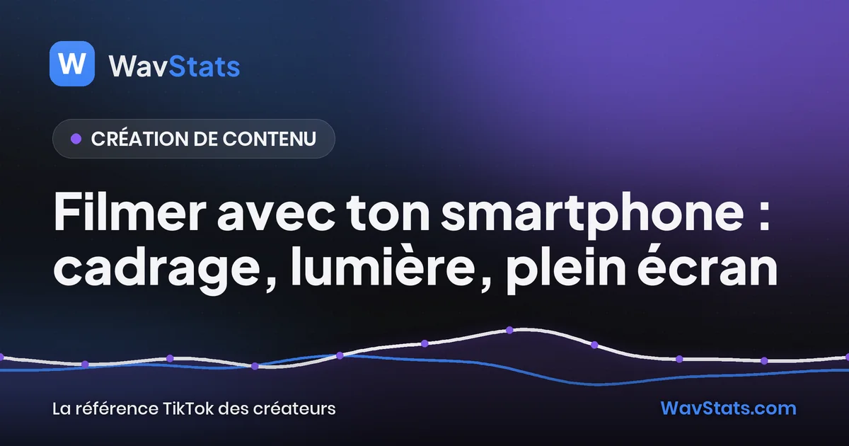 Couverture de l'article « Filmer avec ton smartphone : cadrage, lumière, plein écran » : Création de contenu, blog TikTok WavStats