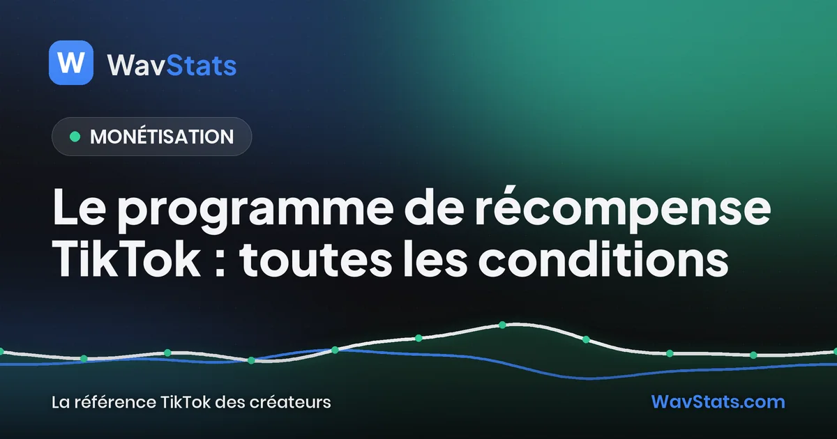 Couverture de l'article « Le programme de récompense TikTok : toutes les conditions » : Monétisation, blog TikTok WavStats