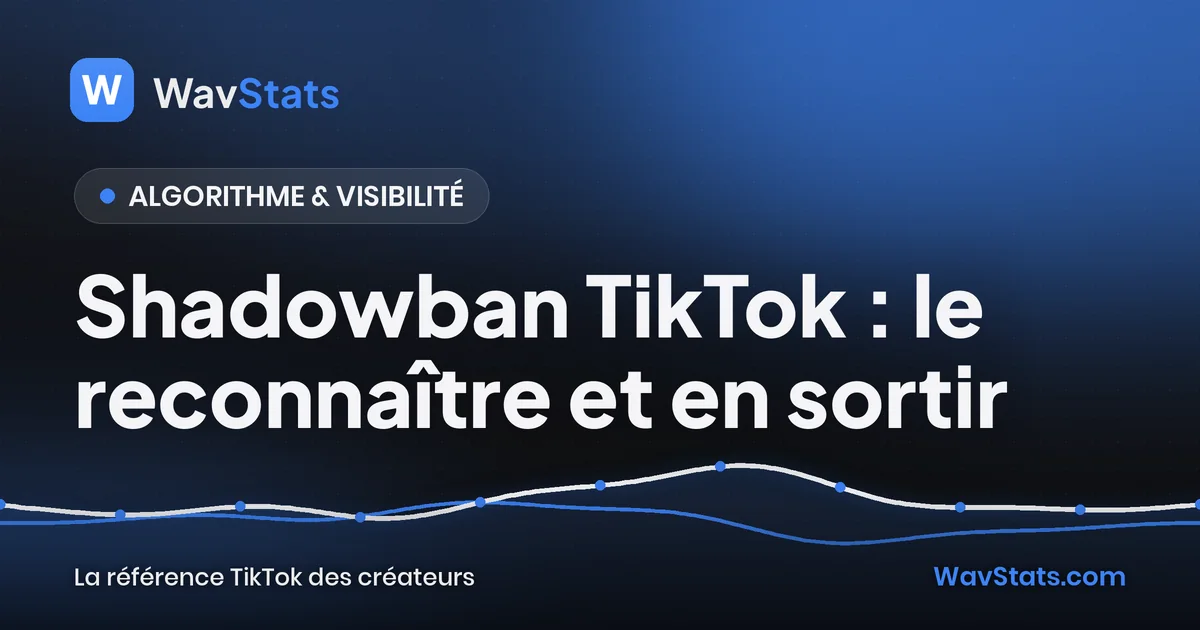 Couverture de l'article « Shadowban TikTok : le reconnaître et en sortir » : Algorithme & visibilité, blog TikTok WavStats